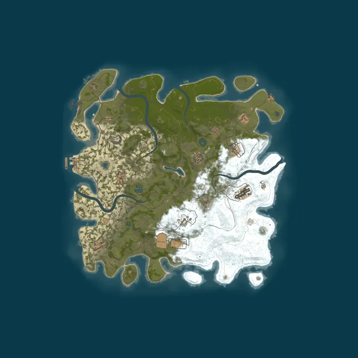 Map of NEVERLAND X100 PVE, custom weapons, raidable bases, abandoned b