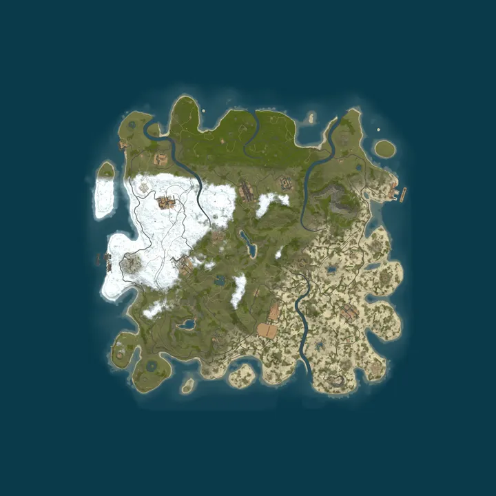 Map of ausRUSTen #1 |PvE|Raidable Bases|Defendable Bases|Defendable Ho